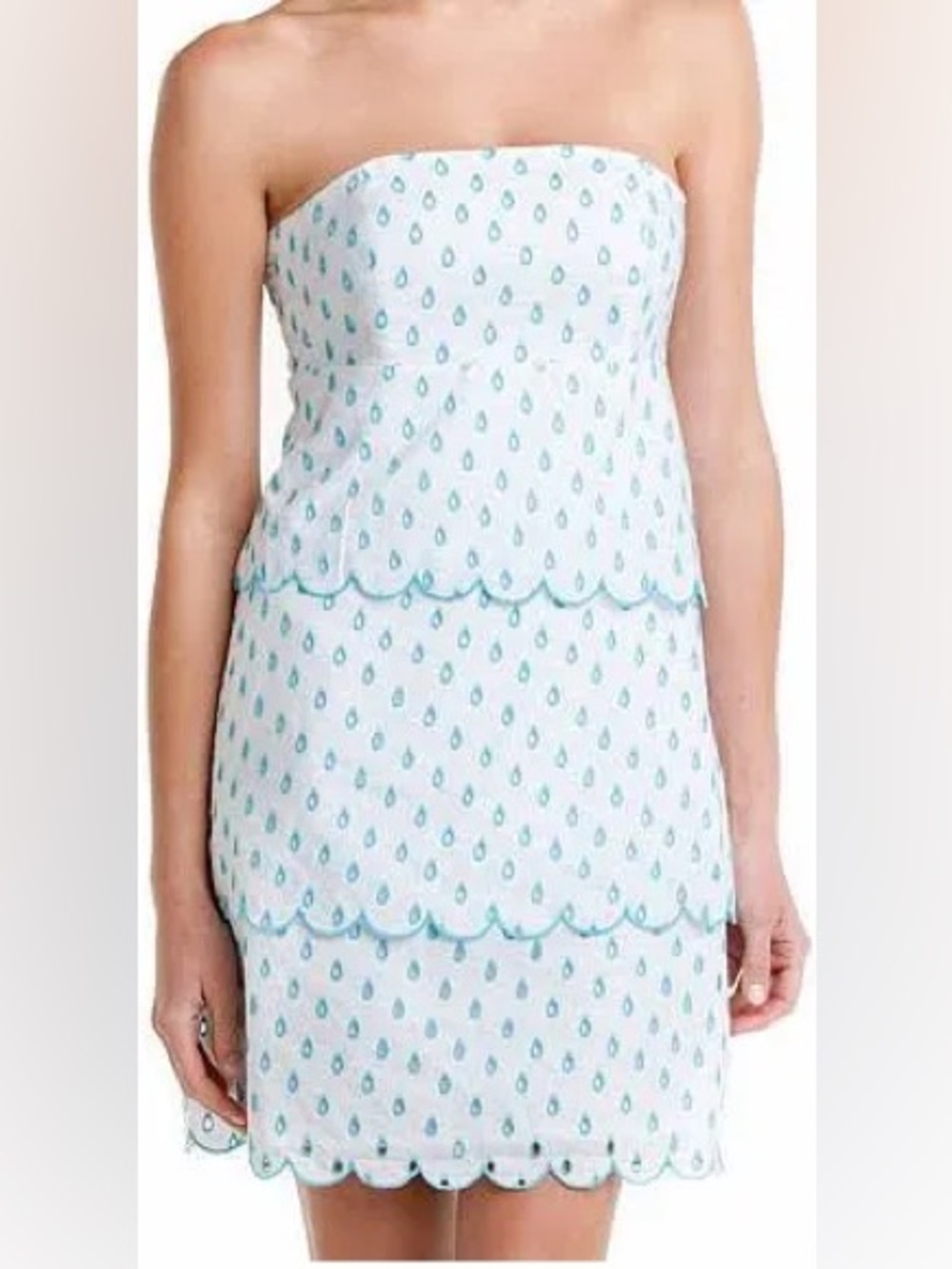 Lilly Pulitzer White Dress with Teal Eyelet Accents NWT